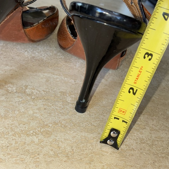 NEOTANGO Argentine Tango shoes, black patent leather/rust lizard, open toe 8 GUC - Picture 12 of 17